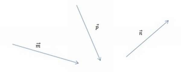 Исходные векторы m, n и p.