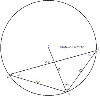 Свойства треугольника вписанного в окружность через центр окружности с центром