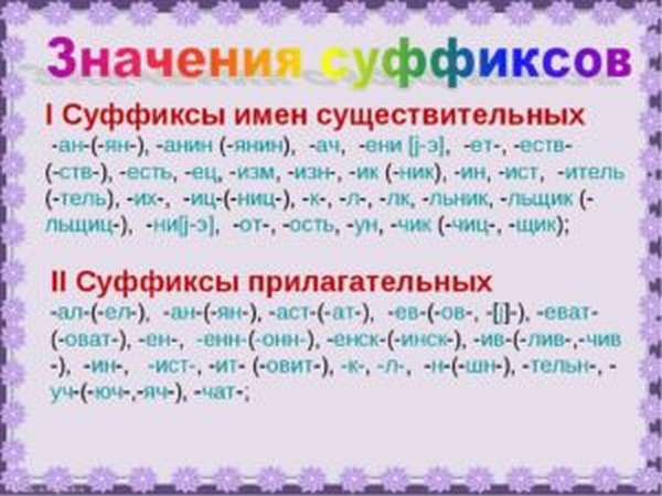 Суффикс в русском языке примеры