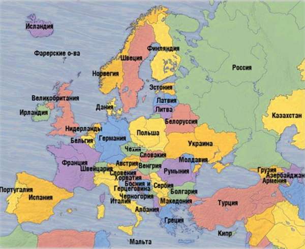 Карта европы со странами тест