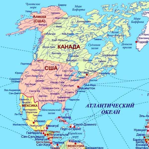 Карта Северной америки. Какие страны находятся в Северной америке ...